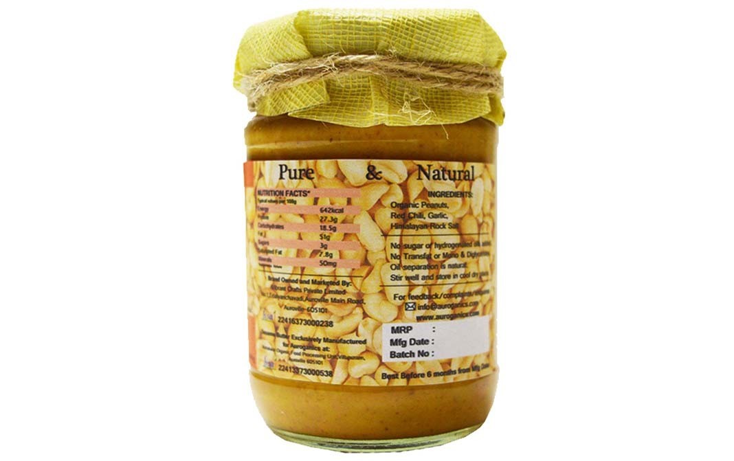 Auroganics Spicy Nip Peanut Butter    Glass Jar  250 grams